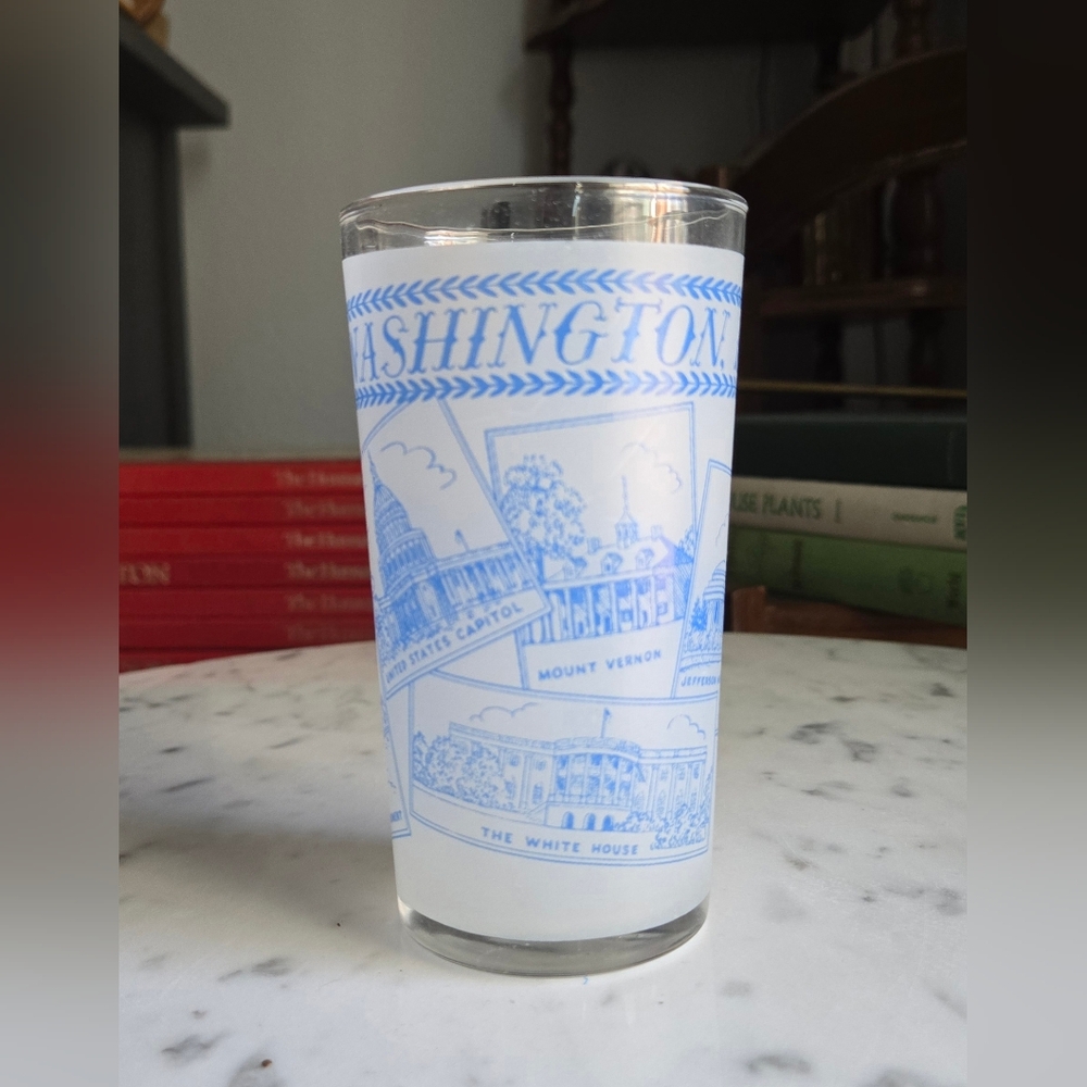 Washington DC Hazel-Atlas Vintage Souvenir Frosted Glass Tumbler